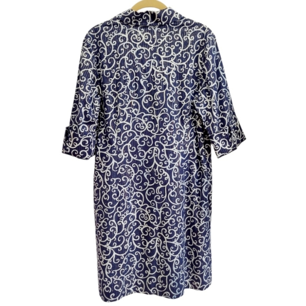 Lilly Pulitzer Notch Neck Shift Dress Size 10 Navy White Gold Metallic Stripe - Picture 3 of 13